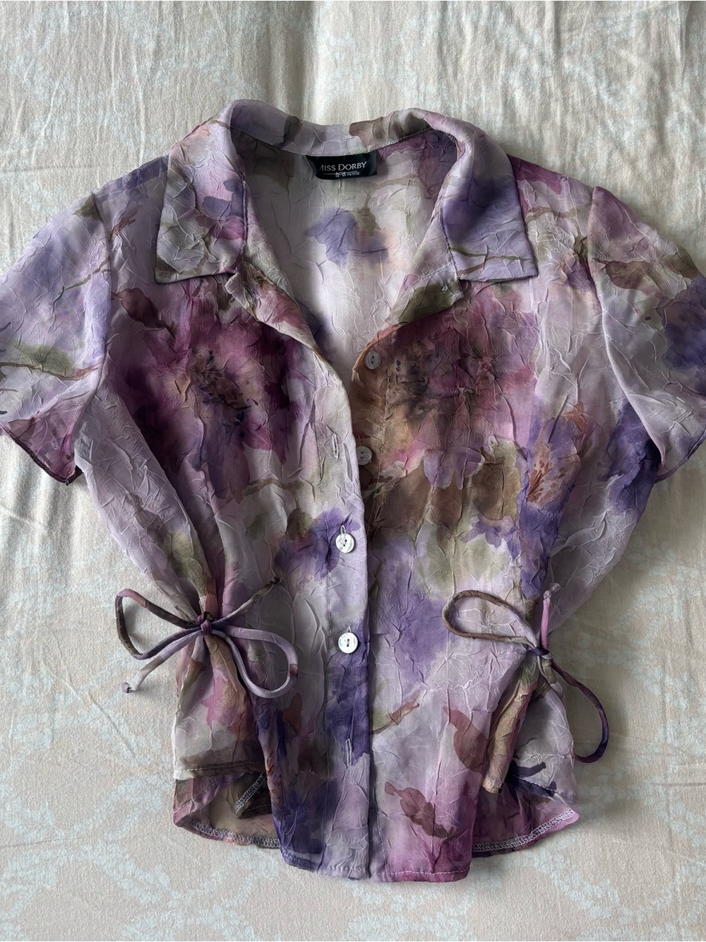 Miss dorby Lavender Floral Tie-Waist Blouse